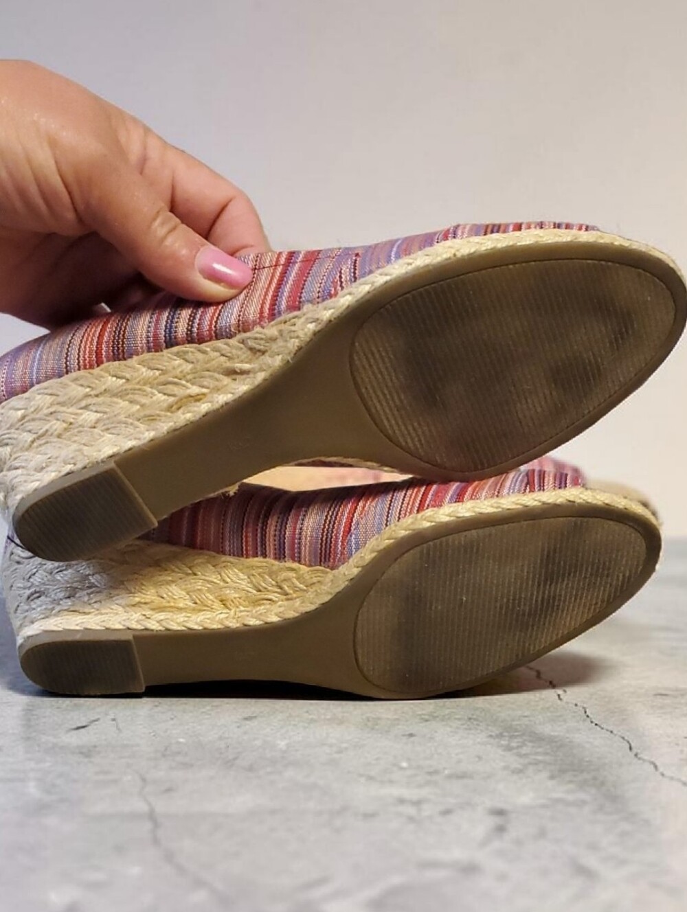 Coach And Four Pink Purple Stripe Espadrille Wedge . Size 9. - Picture 7 of 10